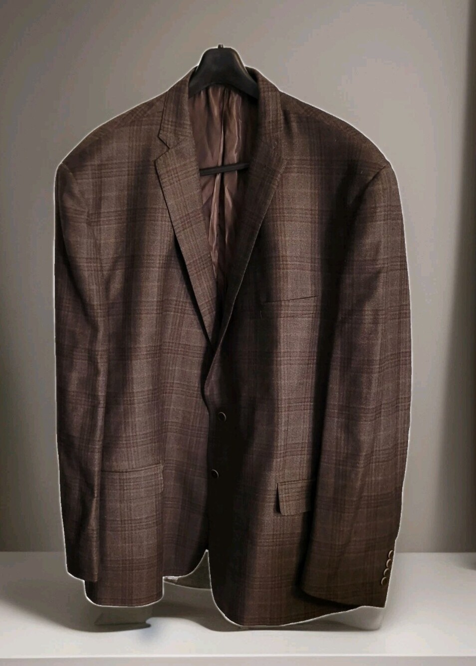 Ermenegildo Zegna Cloth Traveler Blazer Mens 48L Brown Plaid Wool Silk 56 Chest